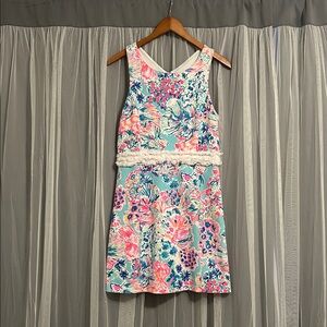 Lilly Pulitzer Arden Shift Sleeveless Dress Size Medium - Pink and Blue Floral